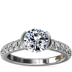 14k 白金ZAC ZAC POSEN 半包邊鑲密釘鑽石訂婚戒指（1/3 克拉總重量）